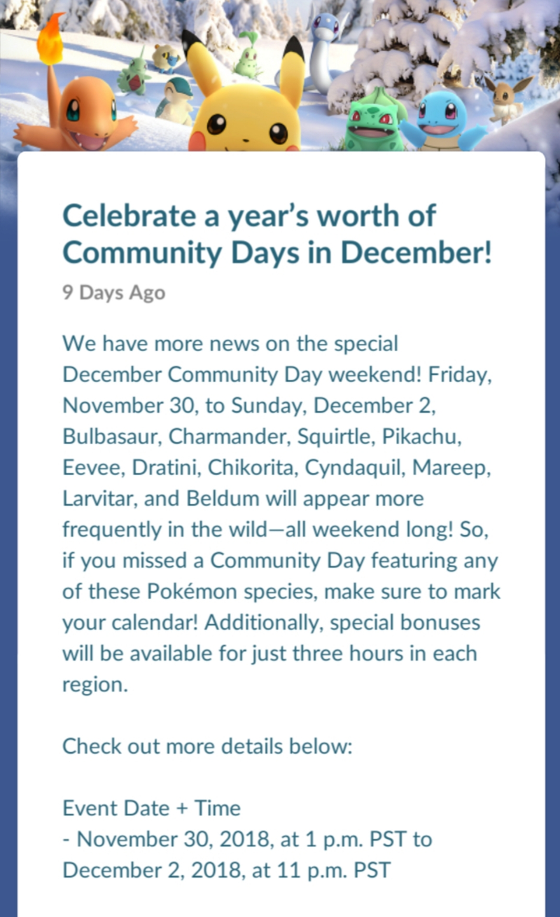 Illustration for article titled Pokemon Go Community Weekend